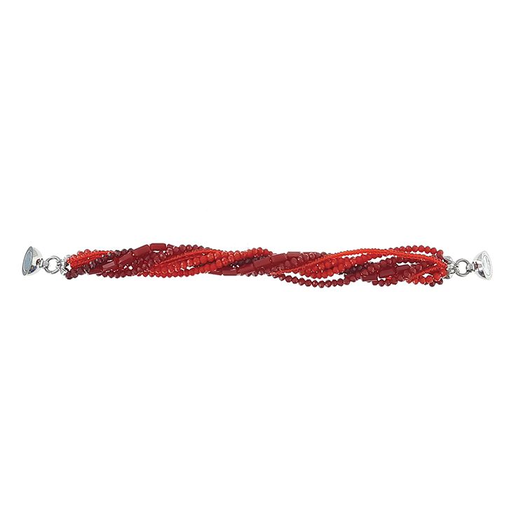 Bracelet magnétique - perles rouges