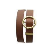 Bracelet ajustable cuir et métal doré 18K - camel