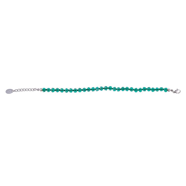 Bracelet perles de verre vert émeraude