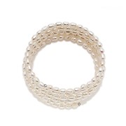 Bracelet ressort en perles blanches