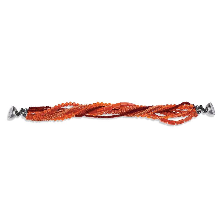 Bracelet magnétique 8 rangs orange/Corail
