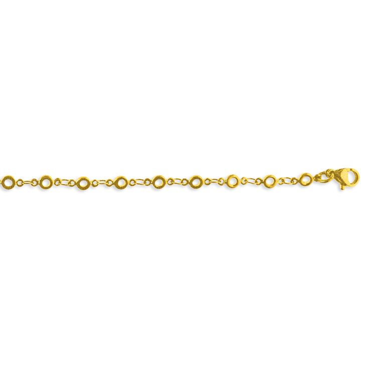 Bracelet cheville chaine anneaux ronds, doré 18K
